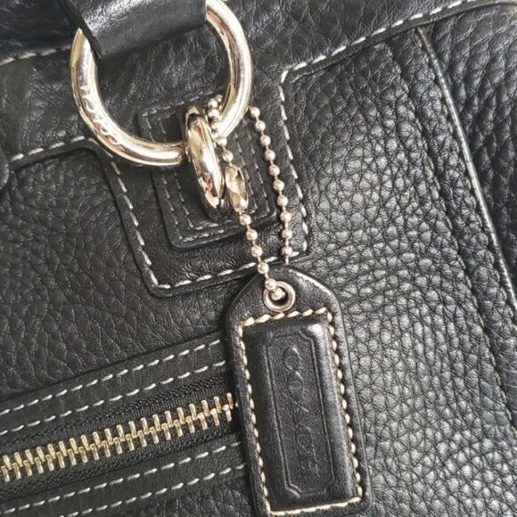 COACH Penelope Ruffled Black Pebbled Leather Satchel #13164 - Picture 4 of 14